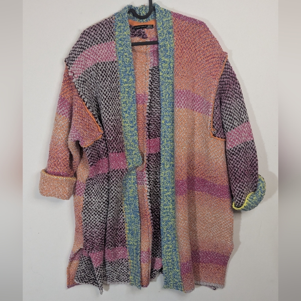 Multicolored Slouchy Oversize Long Open Cardigan - Free People Daydreamer